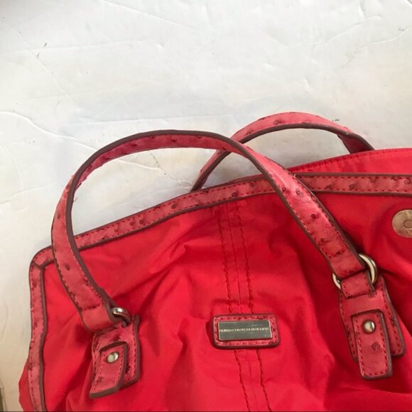 UNITED COLORS OF BENETTON Nylon Satchel Shoulder Crossbody Bag Tote Zip Snap Red - Picture 8 of 15